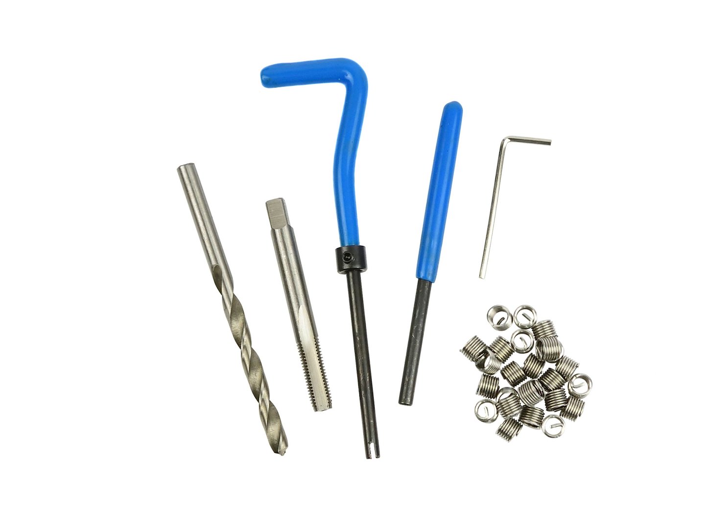 Sada pro opravu závitů M6x1,0 mm Geko – celkový pohled na obsah sady