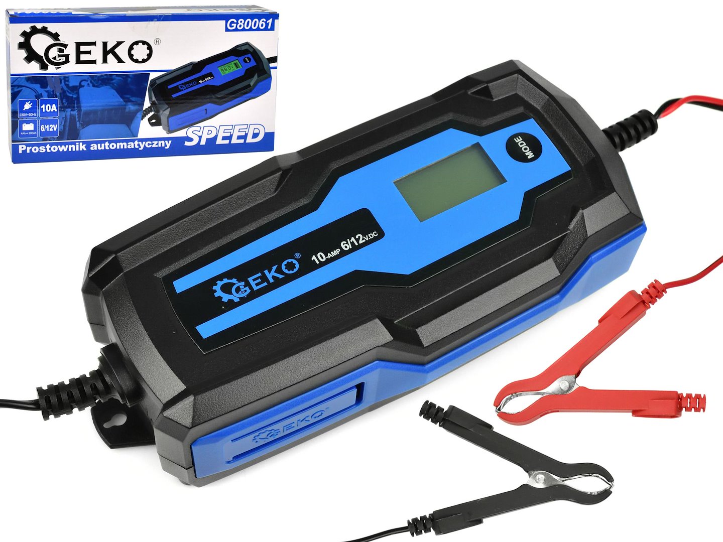 Automatický nabíječ Geko SPEED 6/12V 10A – celkový pohled