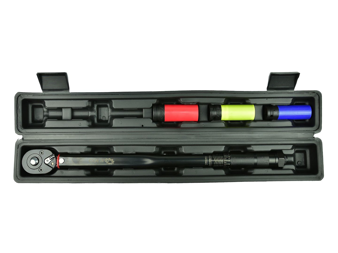 Momentový klíč 1/2" 28-210 Nm + hliníkové nástavce 3 ks Black HD – Geko 4
