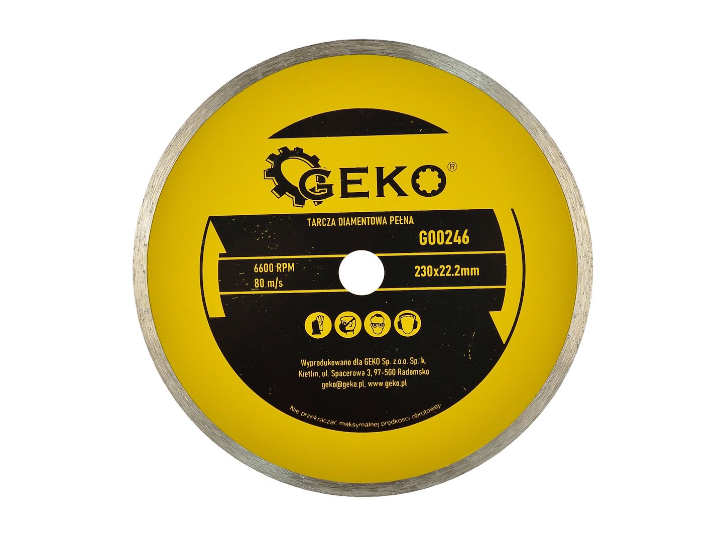 Kotouč průměr 230 mm x 22,23 Plný Geko – pohled zepředu