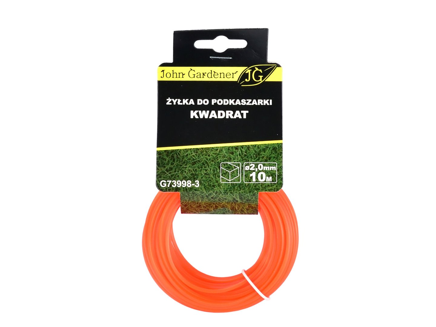 Vlasec pro vyžínač čtvercový 2,0 mm x 10 m Geko – detail balení a profilu vlasce