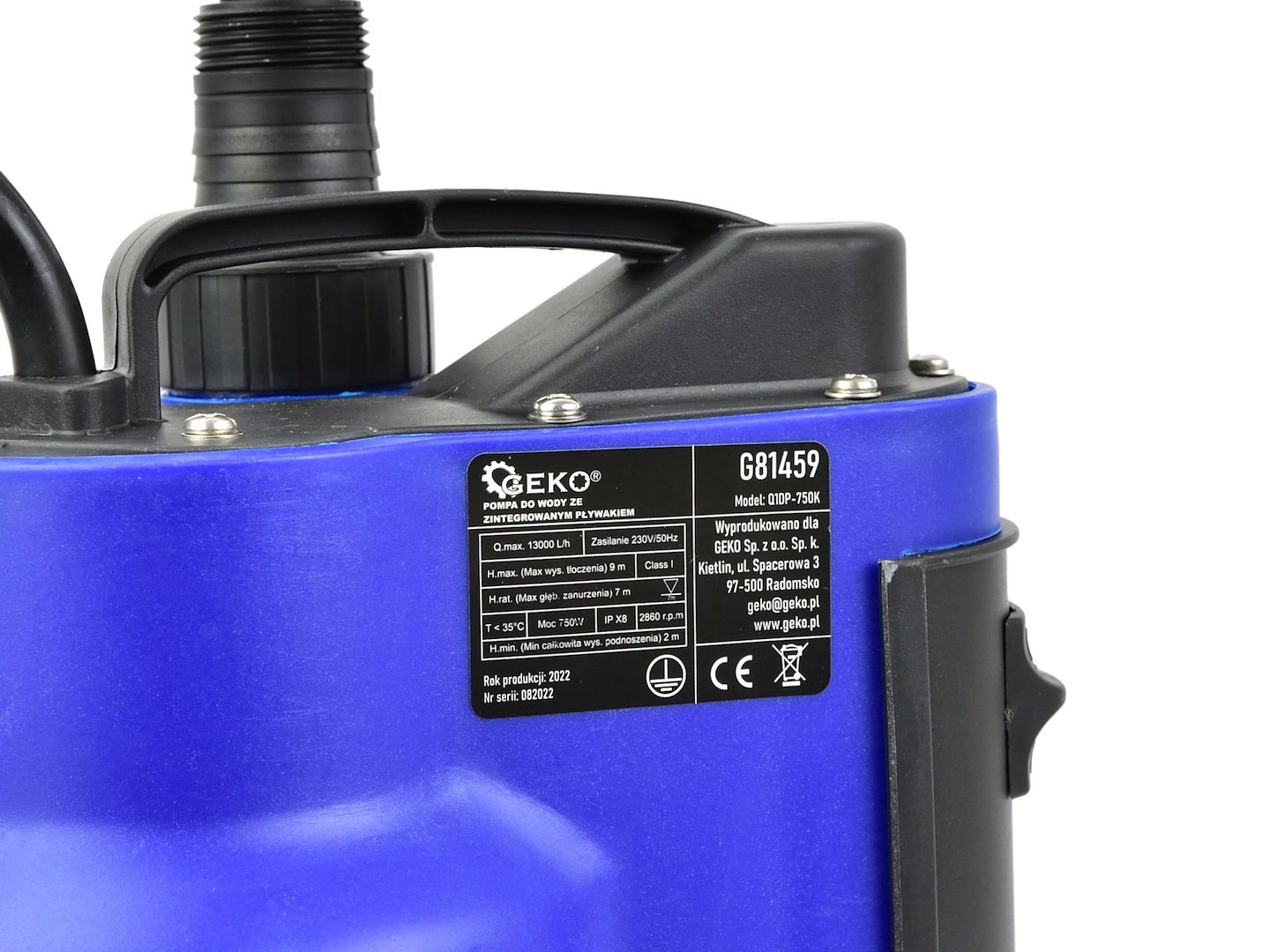 Plastové čerpadlo na špinavou vodu 750 W Q1DP-750K – náhradní díl / varianta č. 4 řady plastových čerpadel Geko 5