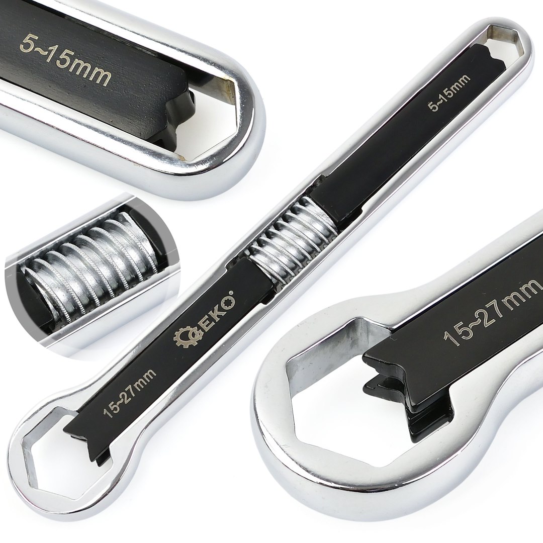 Nastavitelný klíč s okem – oboustranný 15–27 mm / 5–15 mm CrV (Geko G15028) 5