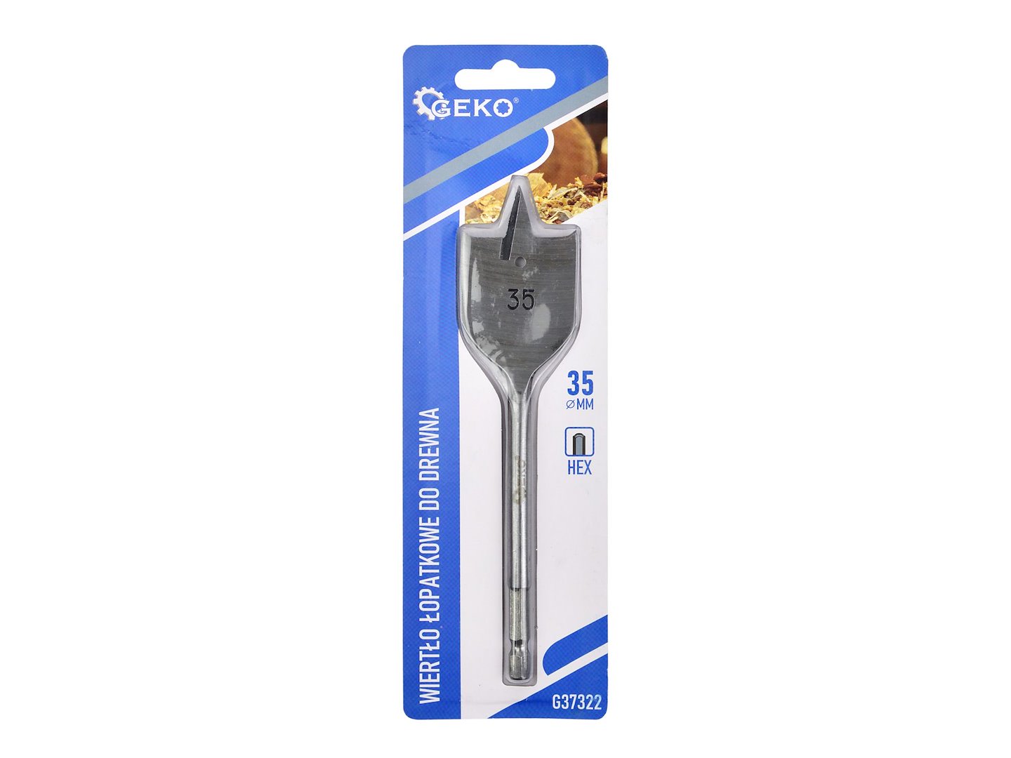 Lopatkové vrtáky do dřeva 35x152mm HEX – detail HEX stopky a hrotu