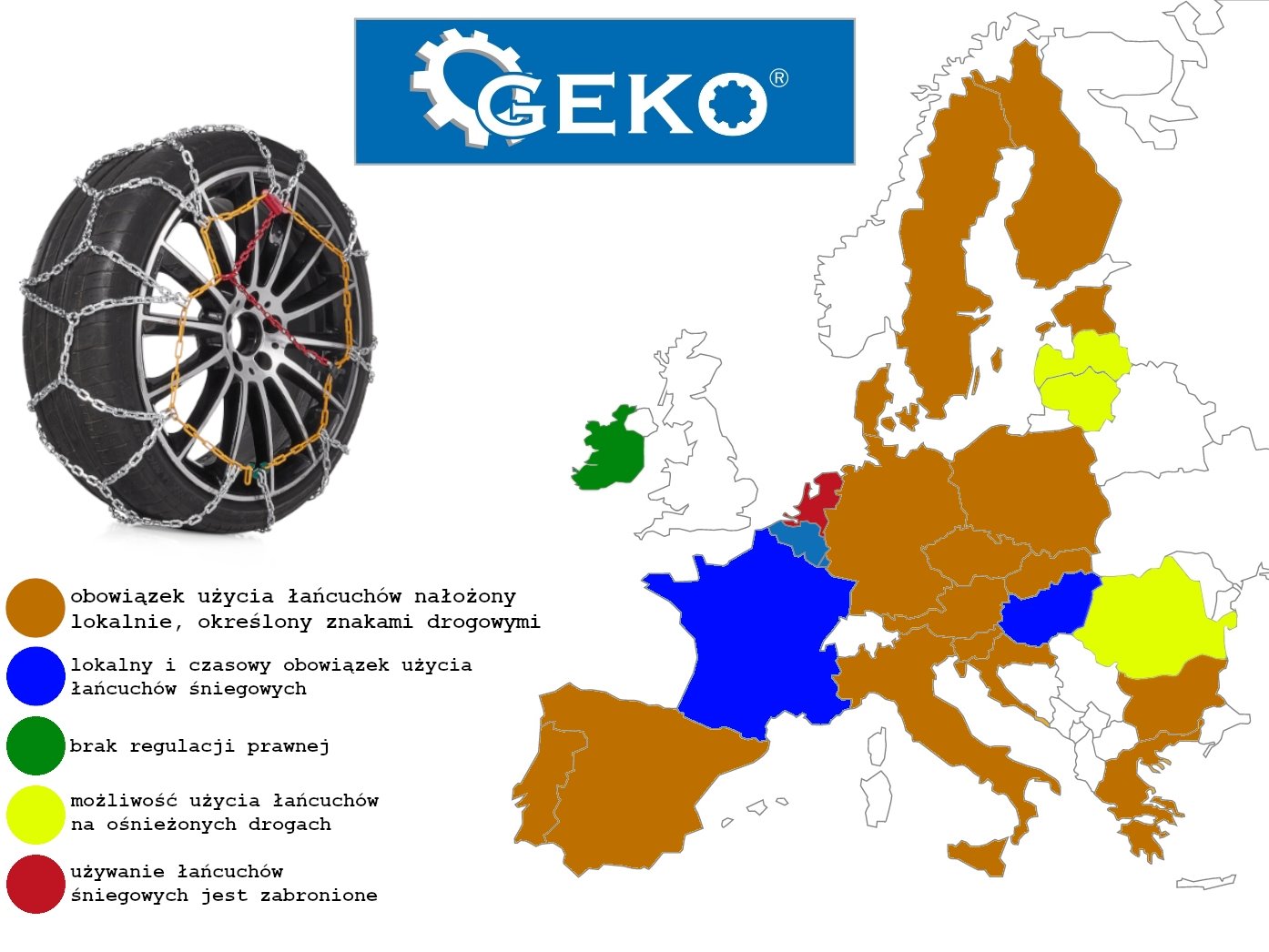 Sněhové řetězy na kola Geko KN140 3,5/12 mm – sada pro osobní automobily 5