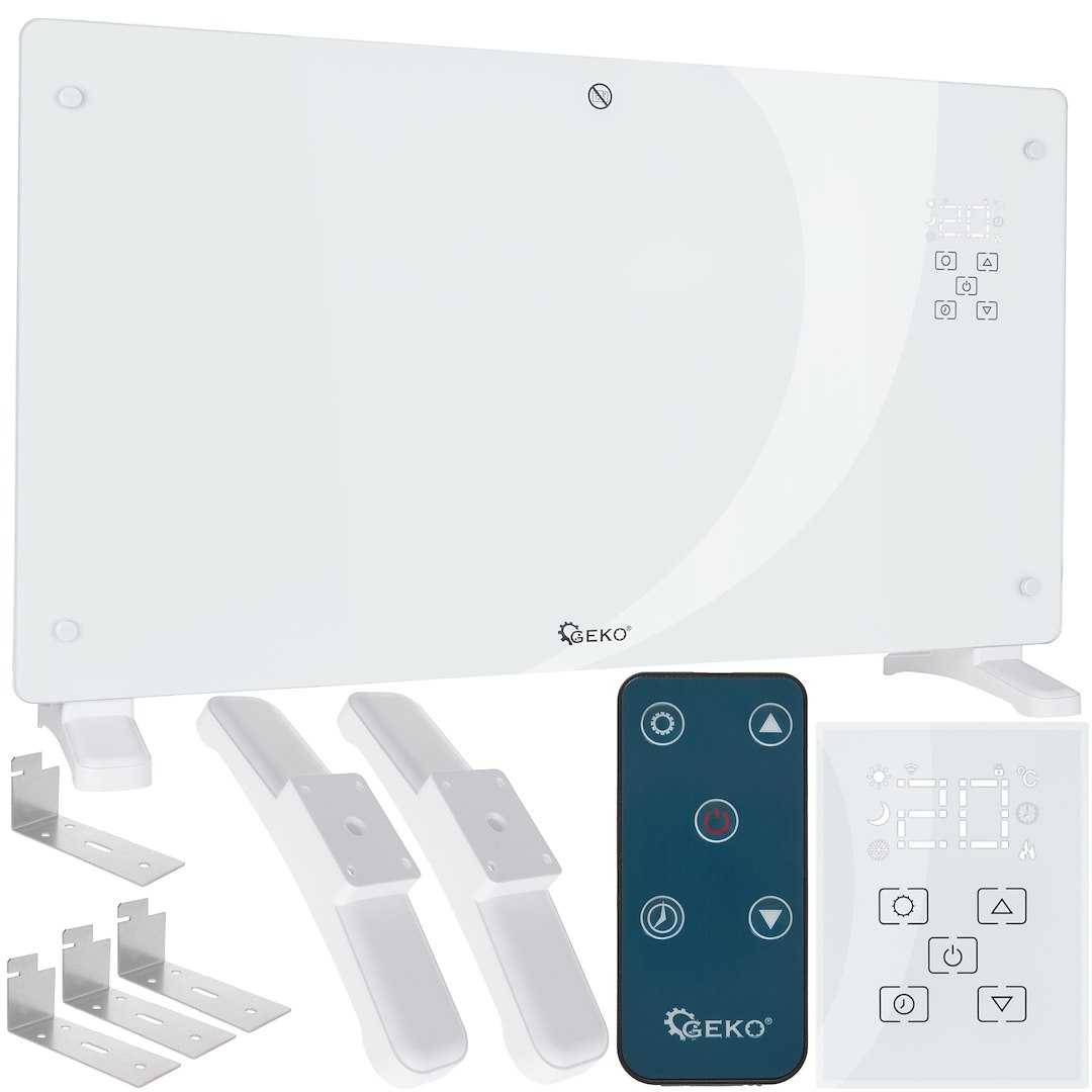 Skleněný konvektorový radiátor Geko G80446 2500 W – celkový pohled