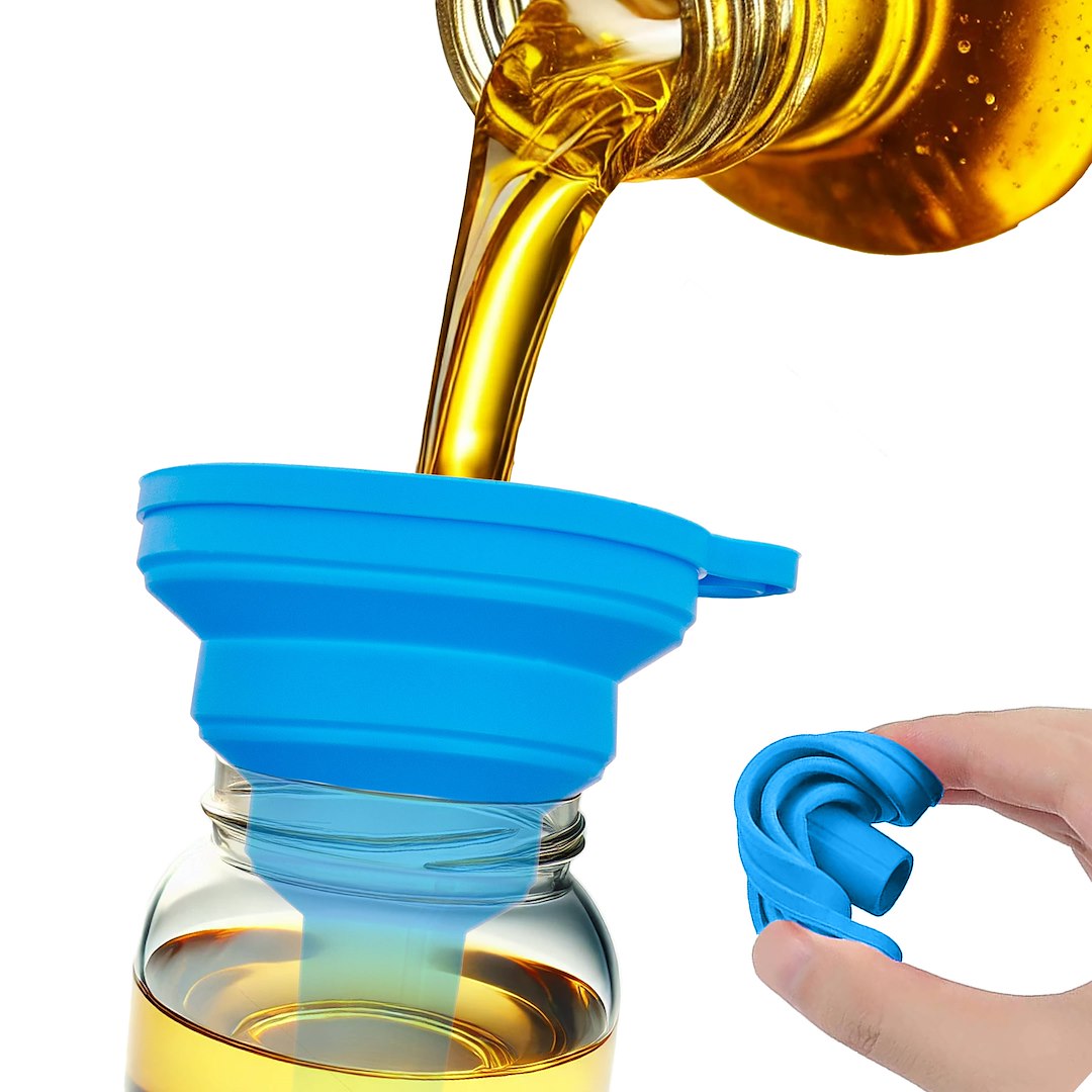 Univerzální skládací silikonová nálevka 70 mm – skládací mechanismus