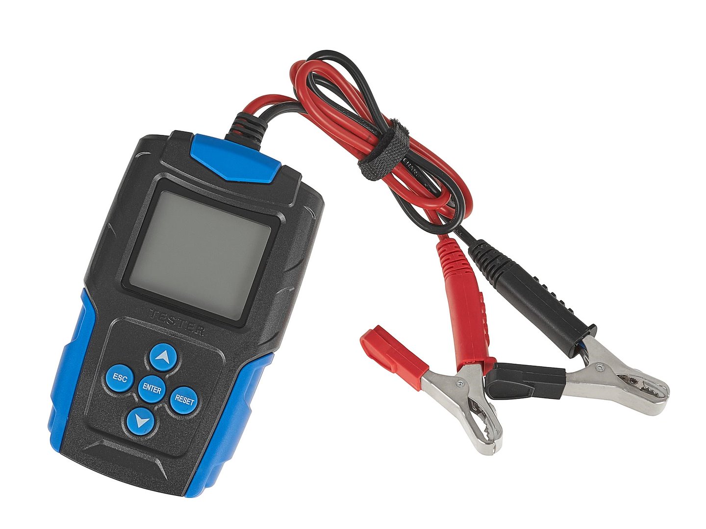 Tester LCD měřič akumulátorů 12/24 V Geko – připojení svorek k baterii