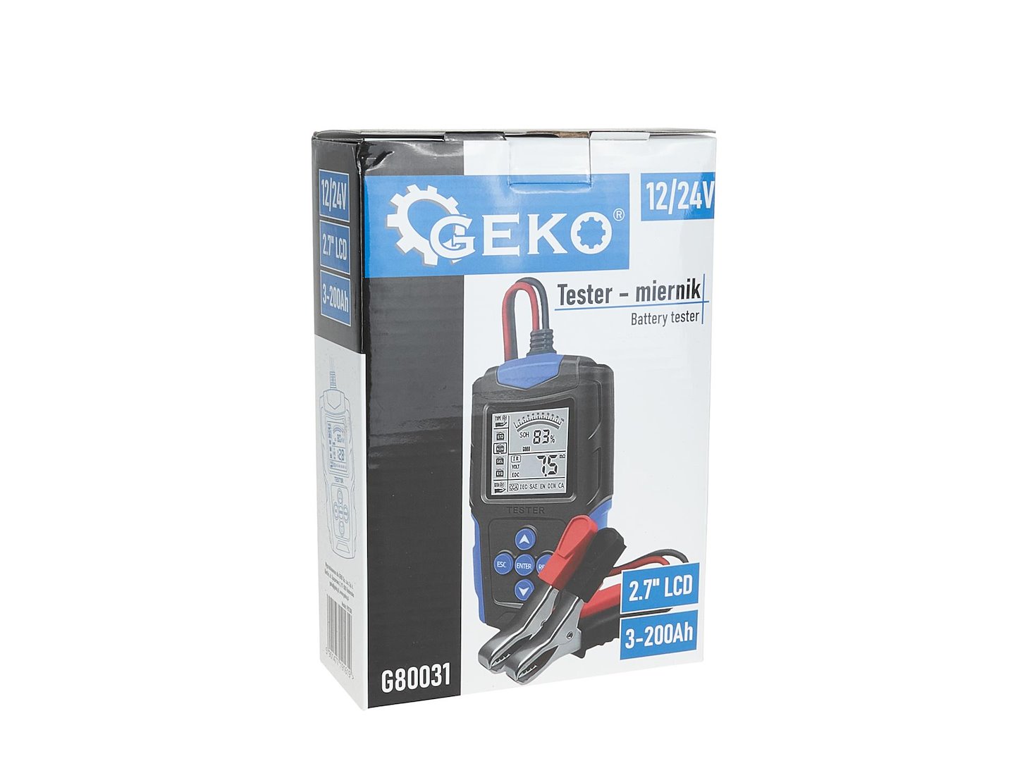 Tester – LCD měřič pro kontrolu akumulátorů 12/24 V, 3 Ah–200 Ah (Geko) 8