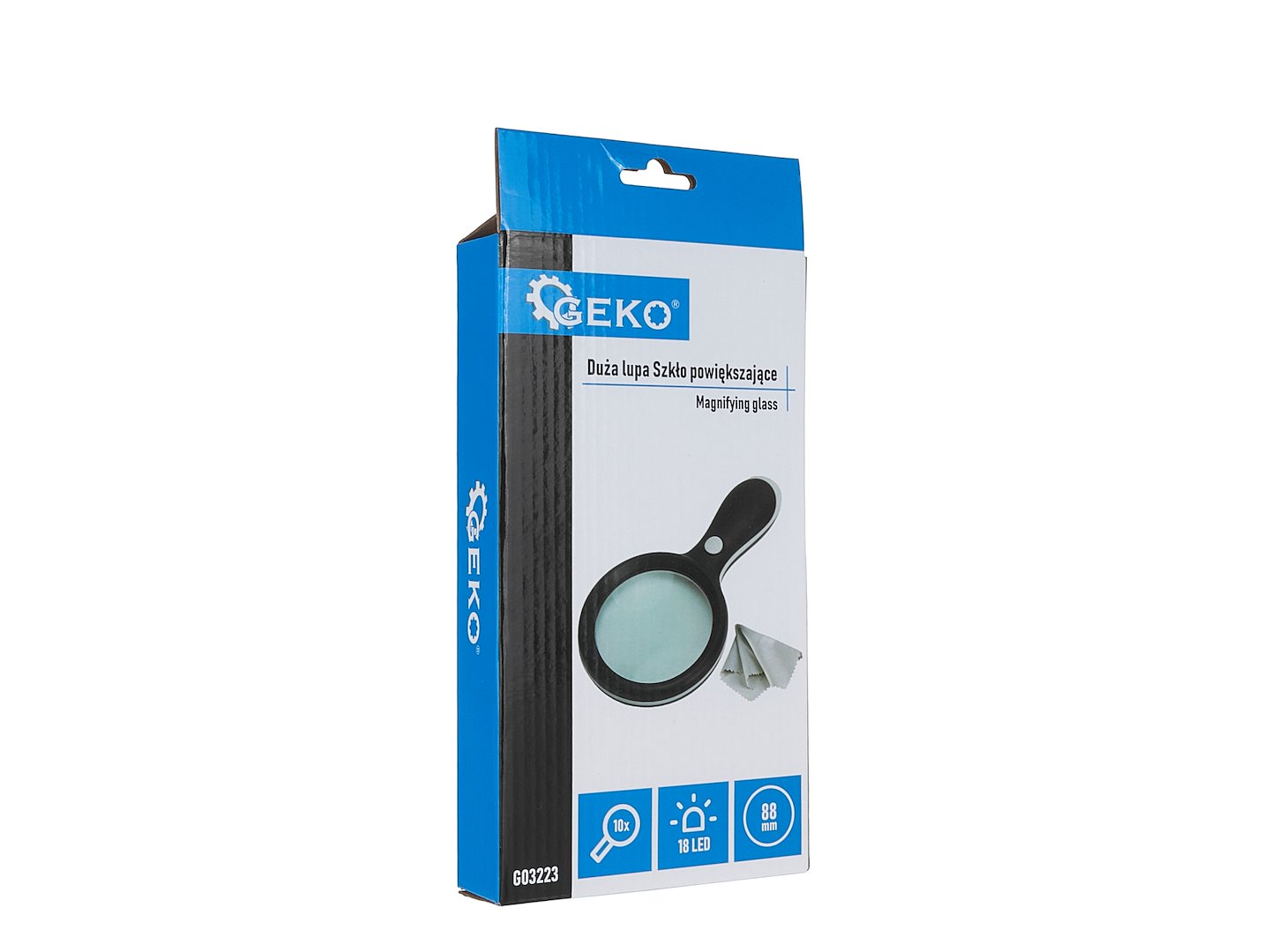 Lupa zvětšovací sklo 88 mm 10x 18 LED – ergonomická rukojeť