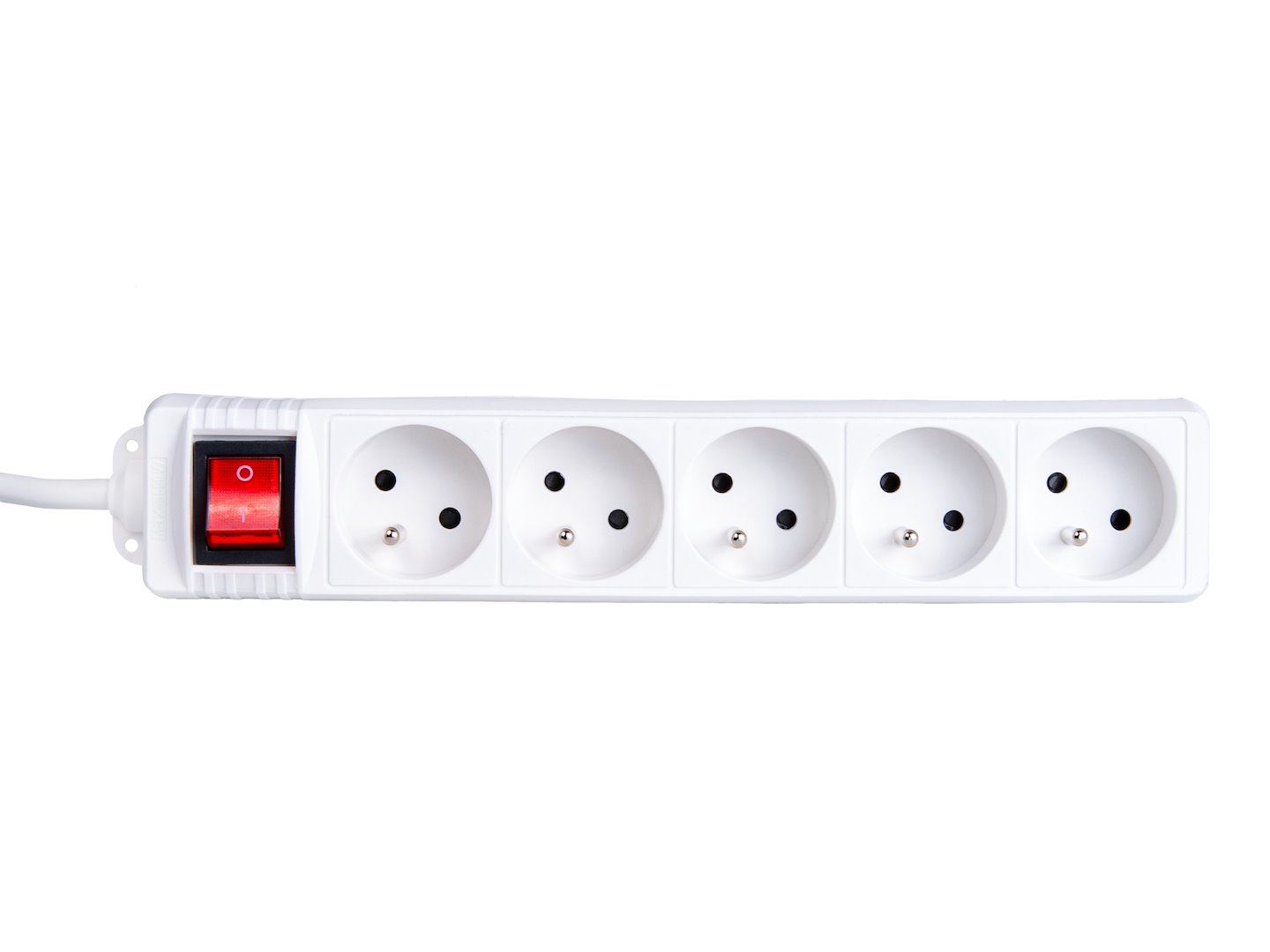Prodlužovací kabel Geko – bílá zásuvková lišta s 5 zásuvkami, 3 m 5