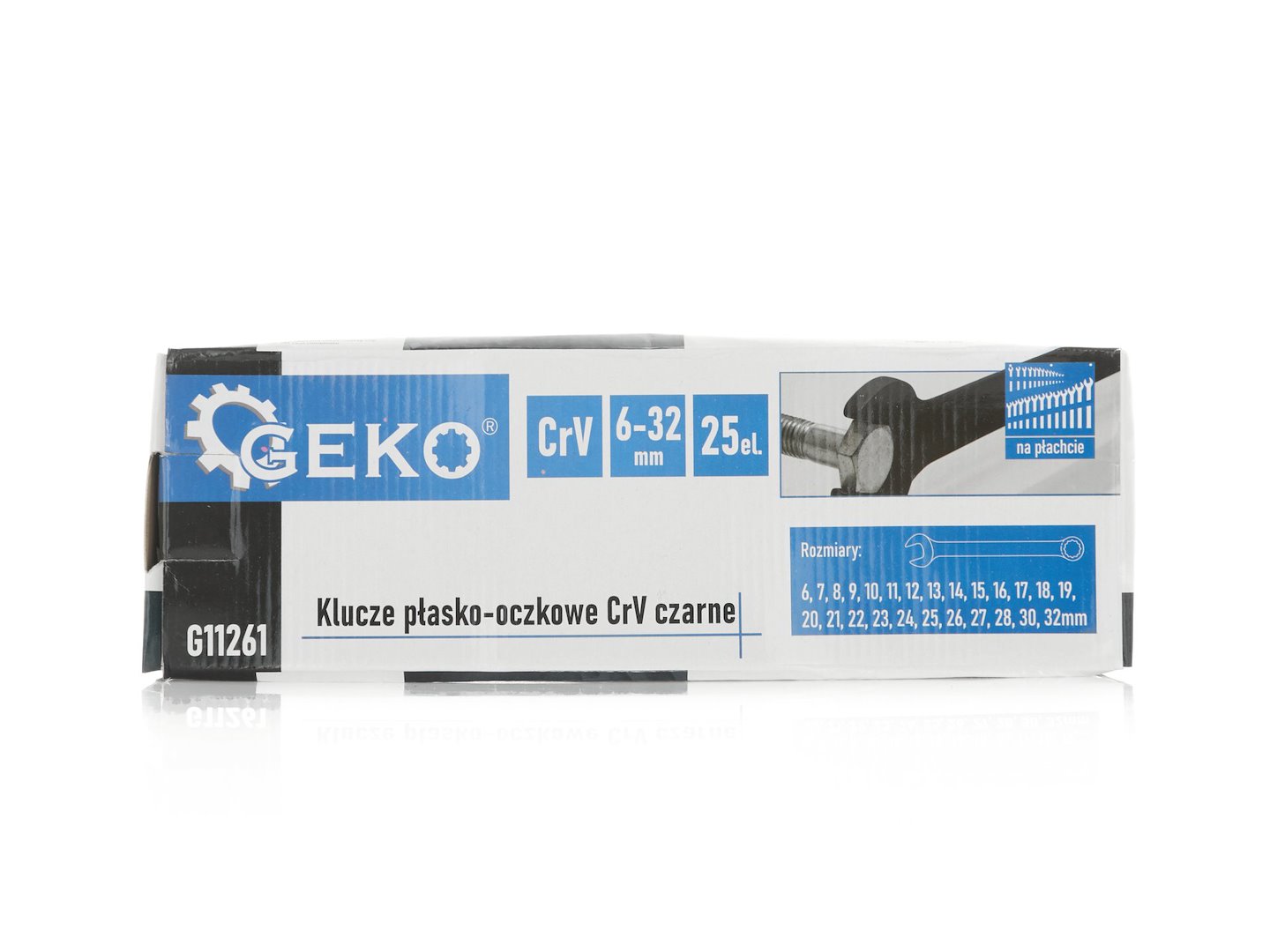 Klíče ploché s očkem CRV – černé 6–32 mm, 25 ks 5