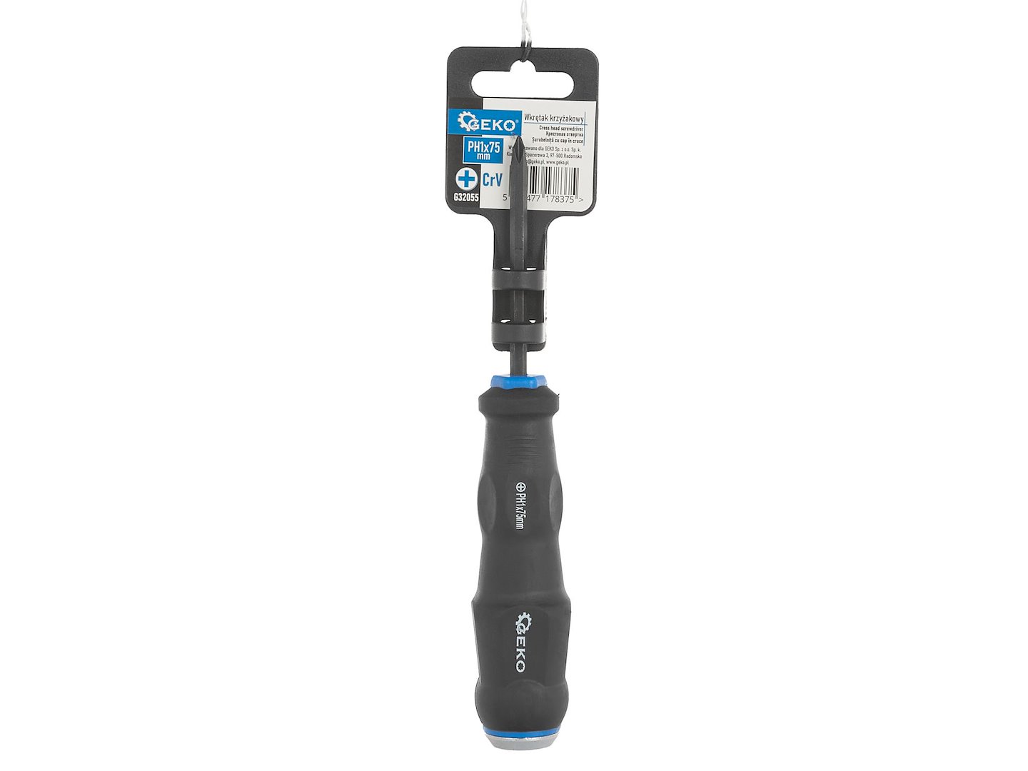 Křížový šroubovák pro zatloukání PH 1×75 mm CrV – detail rukojeti
