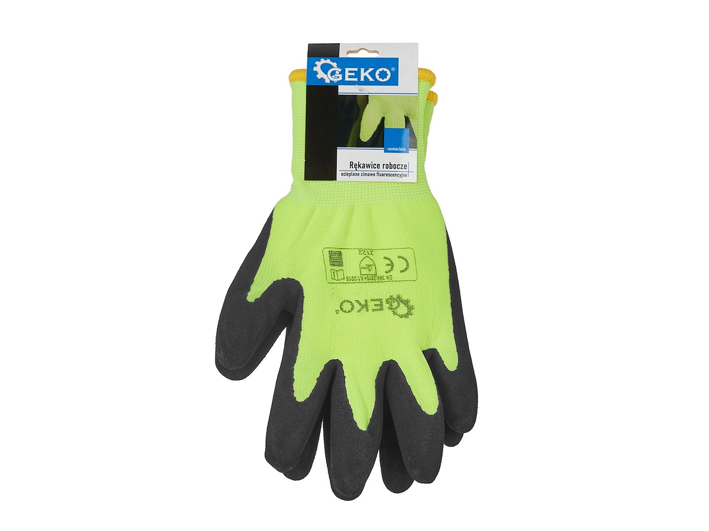 Zimní fluorescenční pracovní rukavice Geko – detail latexového povrchu