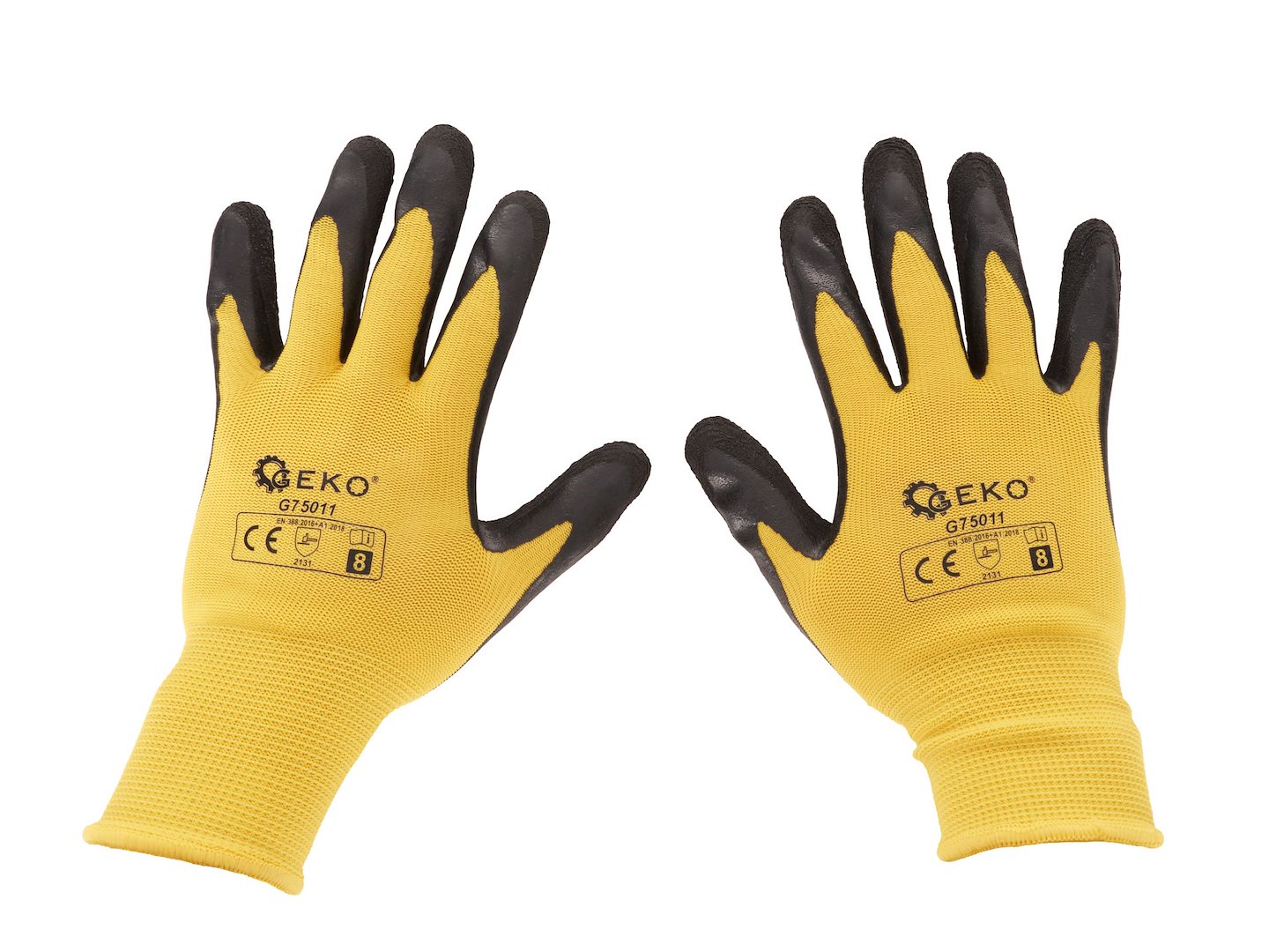 Ochranné rukavice Geko G75011 vel. 8 žluté – celkový pohled
