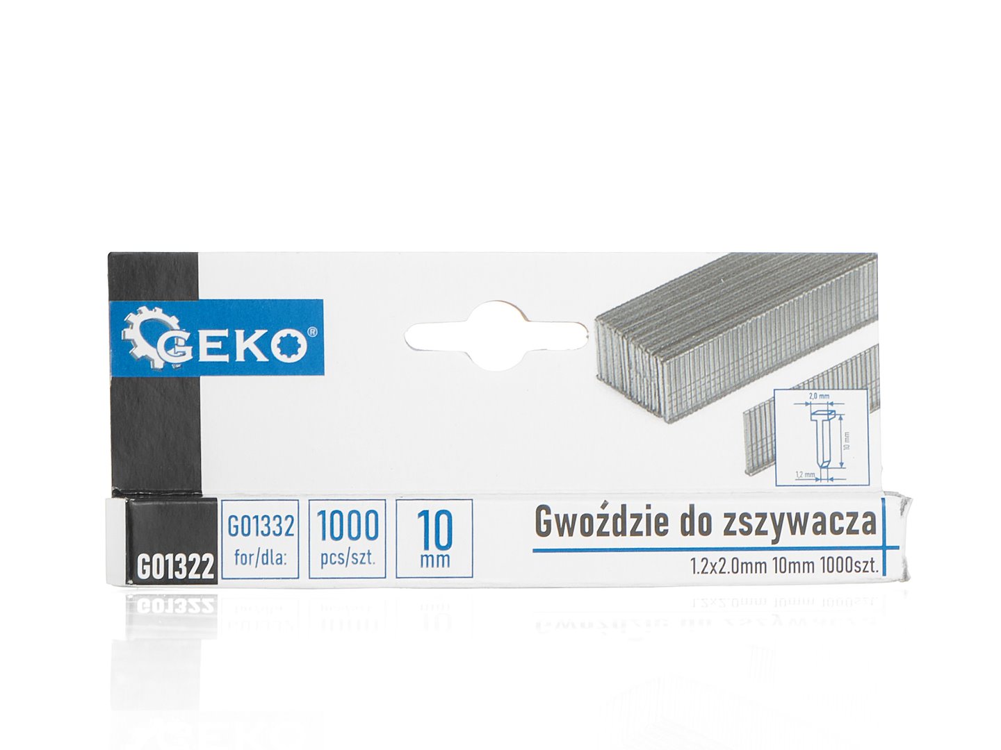 Hřebíky do sešívačky Geko 10 mm – detail rozměru a provedení hřebíku