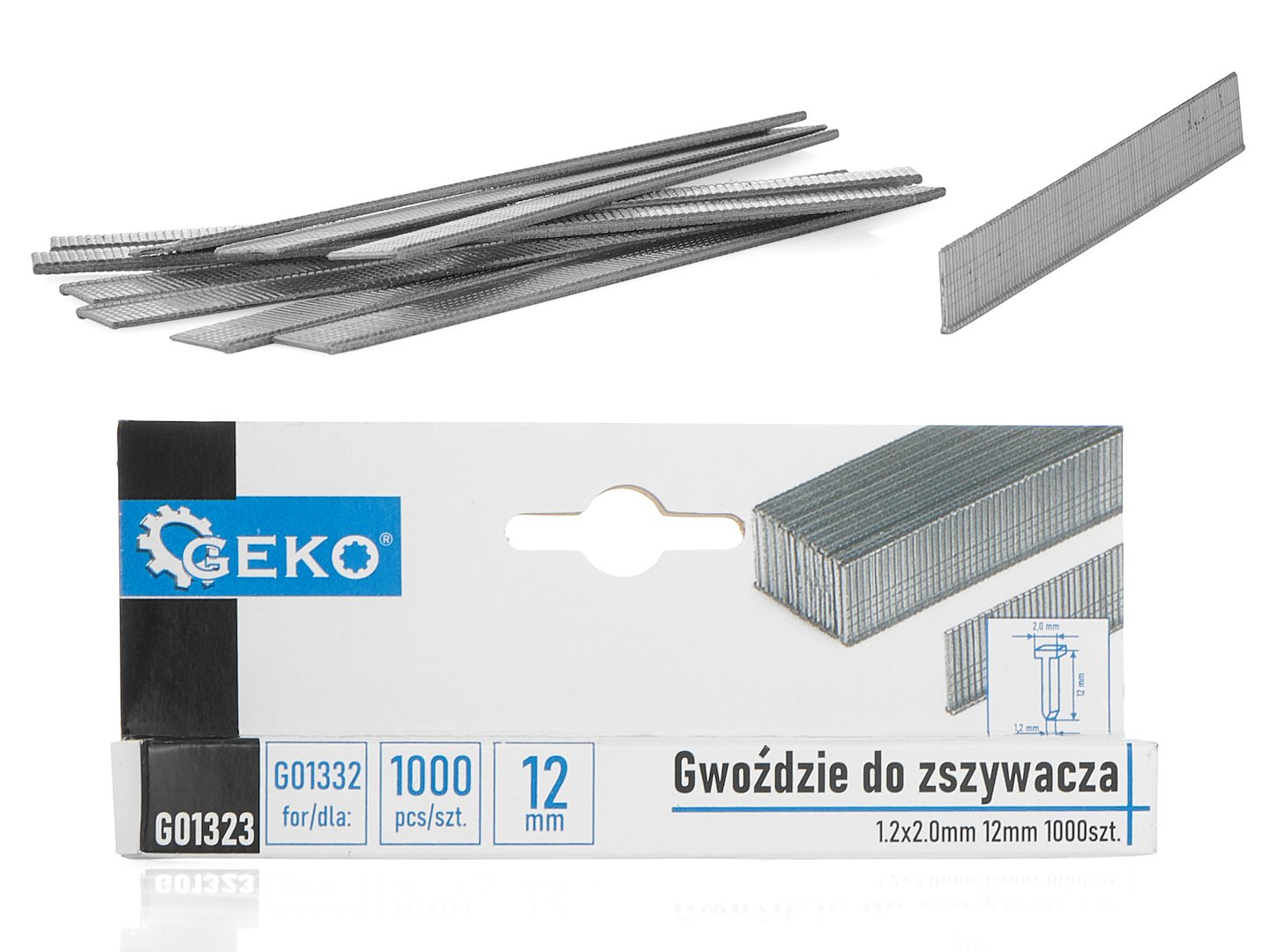 Hřebíky do sešívačky Geko 12 mm – celkový pohled na balení