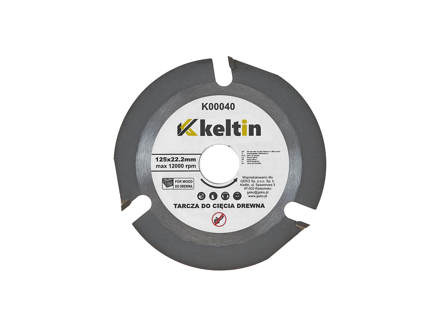 Kotouč na řezání dřeva Geko 125×22,23 mm 3T – celkový pohled na kotouč