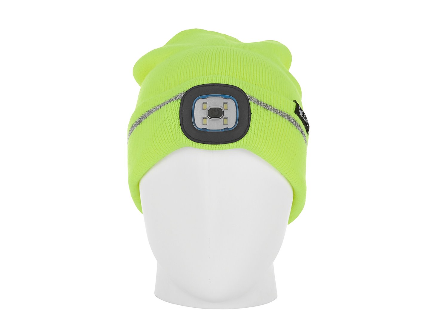 Zimní čepice Geko G90406 – detail LED lampičky a reflexního prvku