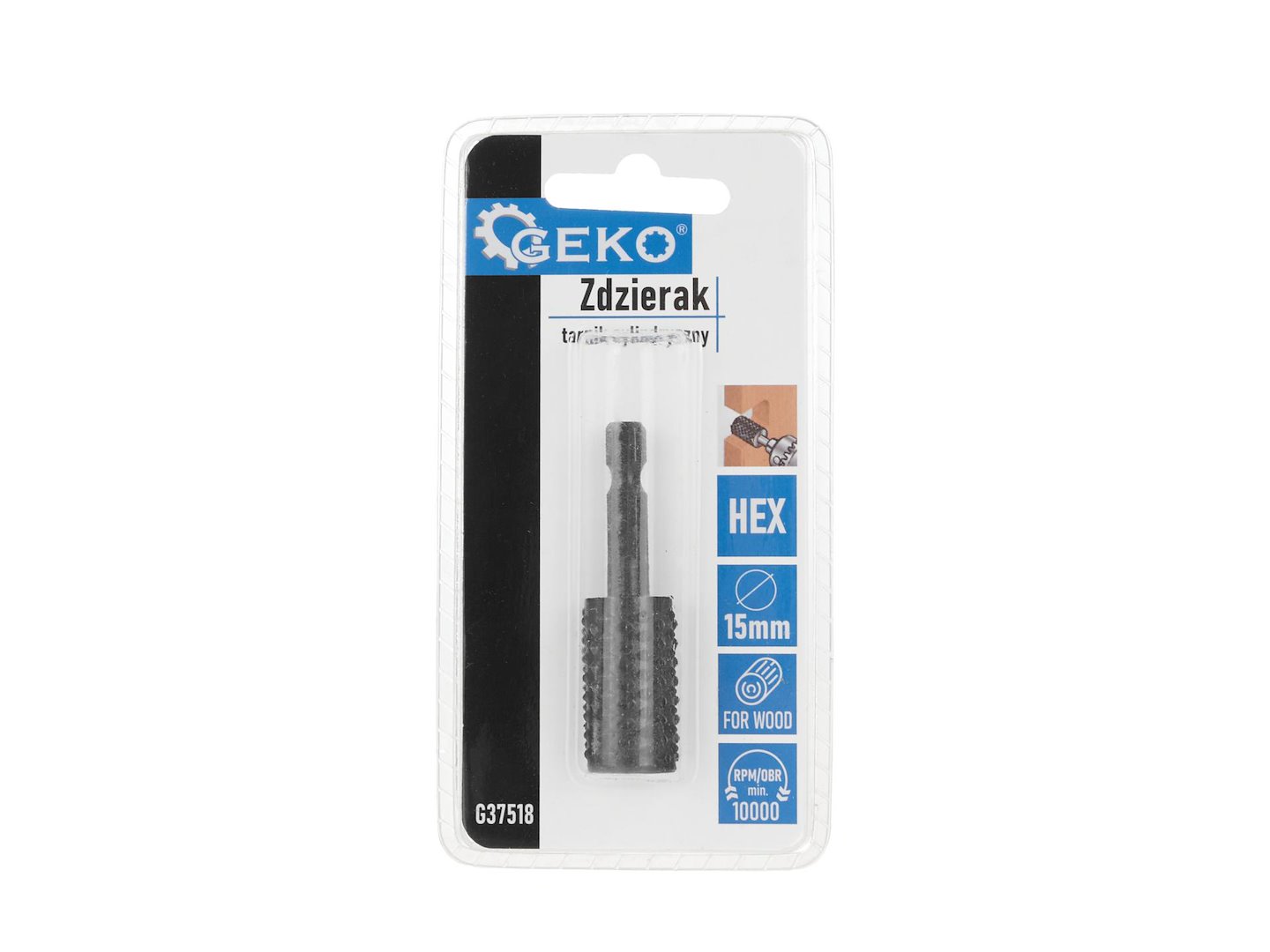 Válcový rašple na dřevo 15 mm HEX Geko – detail ozubení