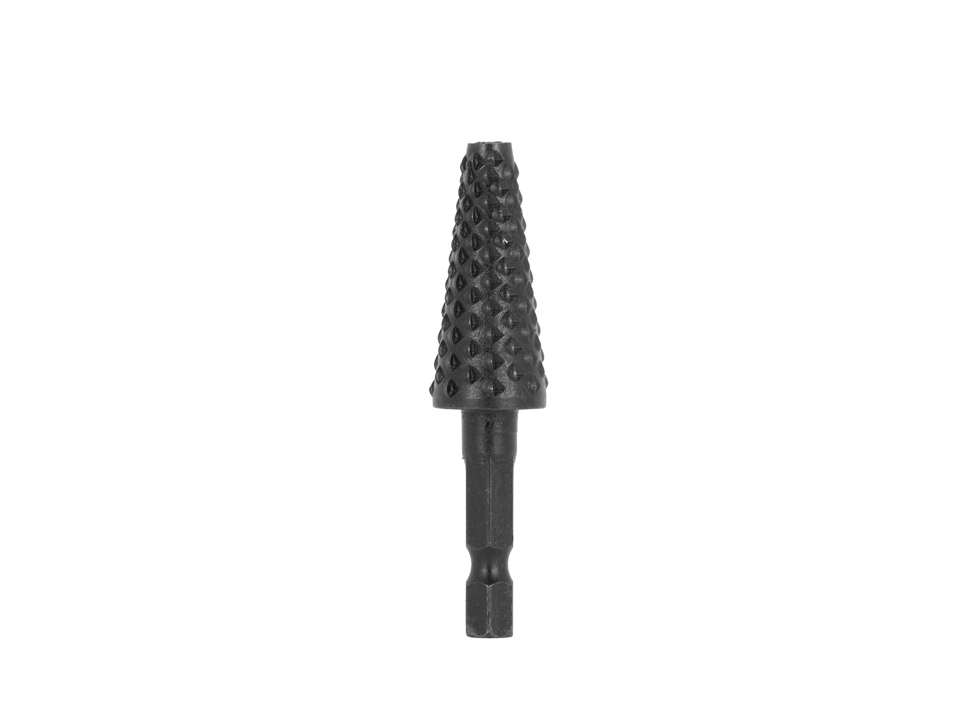 Kuželový rašple na dřevo 15 mm HEX – detail upnutí HEX