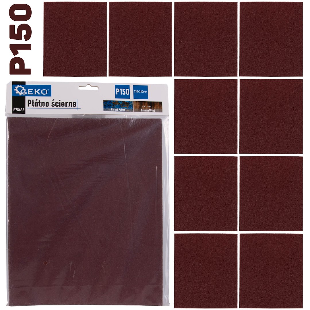 Brusné plátno Geko 230x280 mm P150 – celkový pohled na balení
