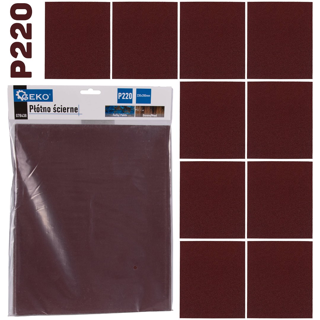 Brusné plátno Geko 230×280 mm P220 – celkový pohled na list