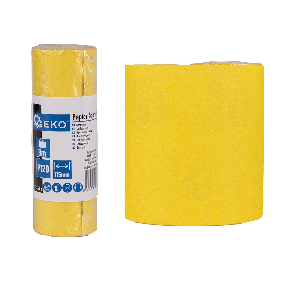Brusný papír Geko role 115 mm x 3 m P120 – celkový pohled