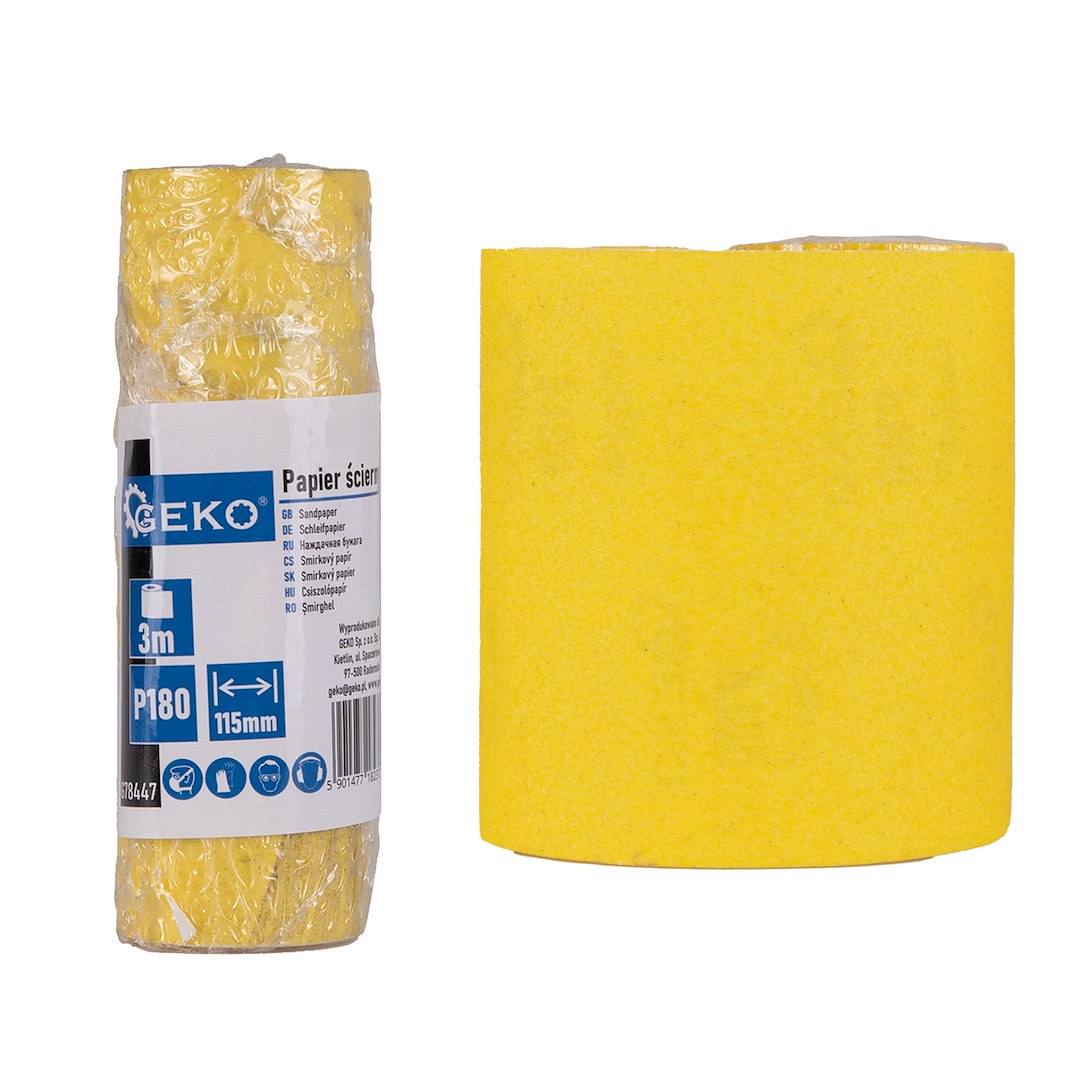 Brusný papír role 115 mm x 3 m P180 Geko – celkový pohled na roli