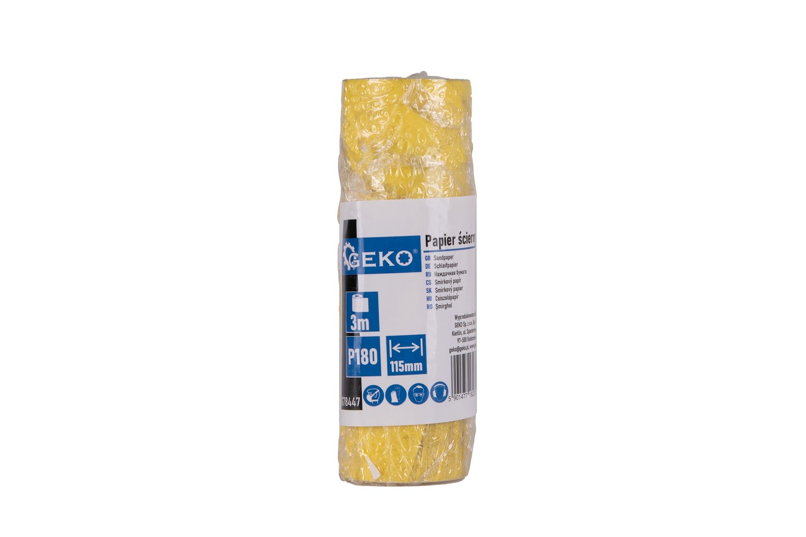 Brusný papír role 115 mm x 3 m P180 Geko – detail abrazivní vrstvy