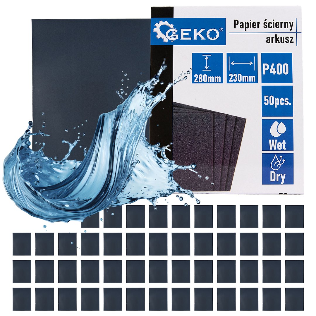 Vodní brusný papír Geko 230x280 mm P400 – celkový pohled na list