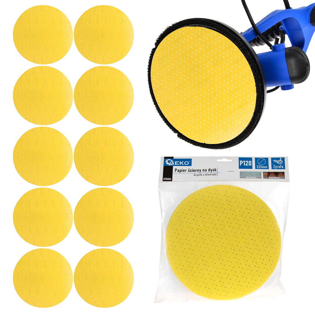 Brusný kotouč s otvory 225 mm P120 Geko – čelní pohled