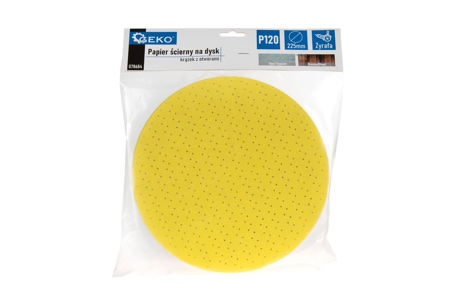 Brusný kotouč s otvory 225 mm P120 Geko – detail zrnitosti