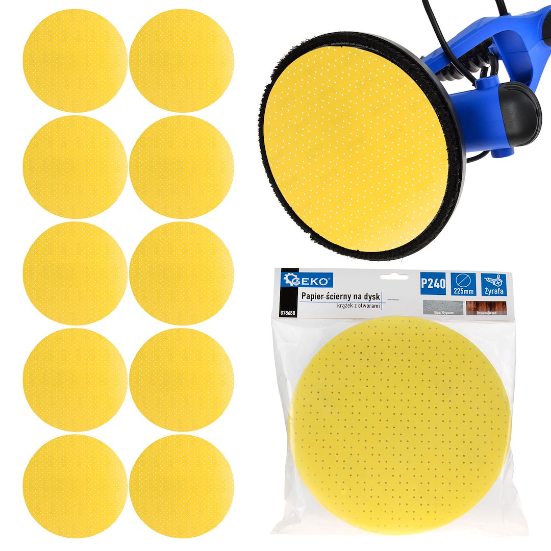 Brusný papír na disk 225 mm P240 Geko – pohled na kotouč