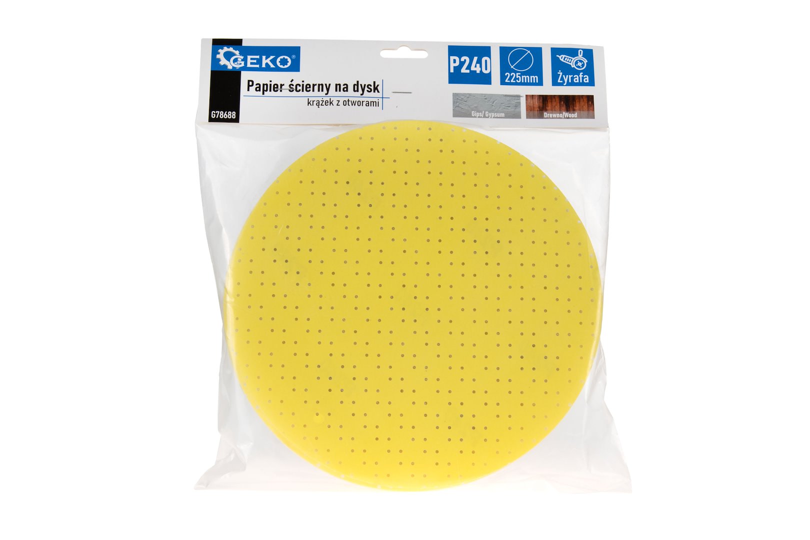 Brusný papír na disk 225 mm P240 Geko – detail brusné plochy