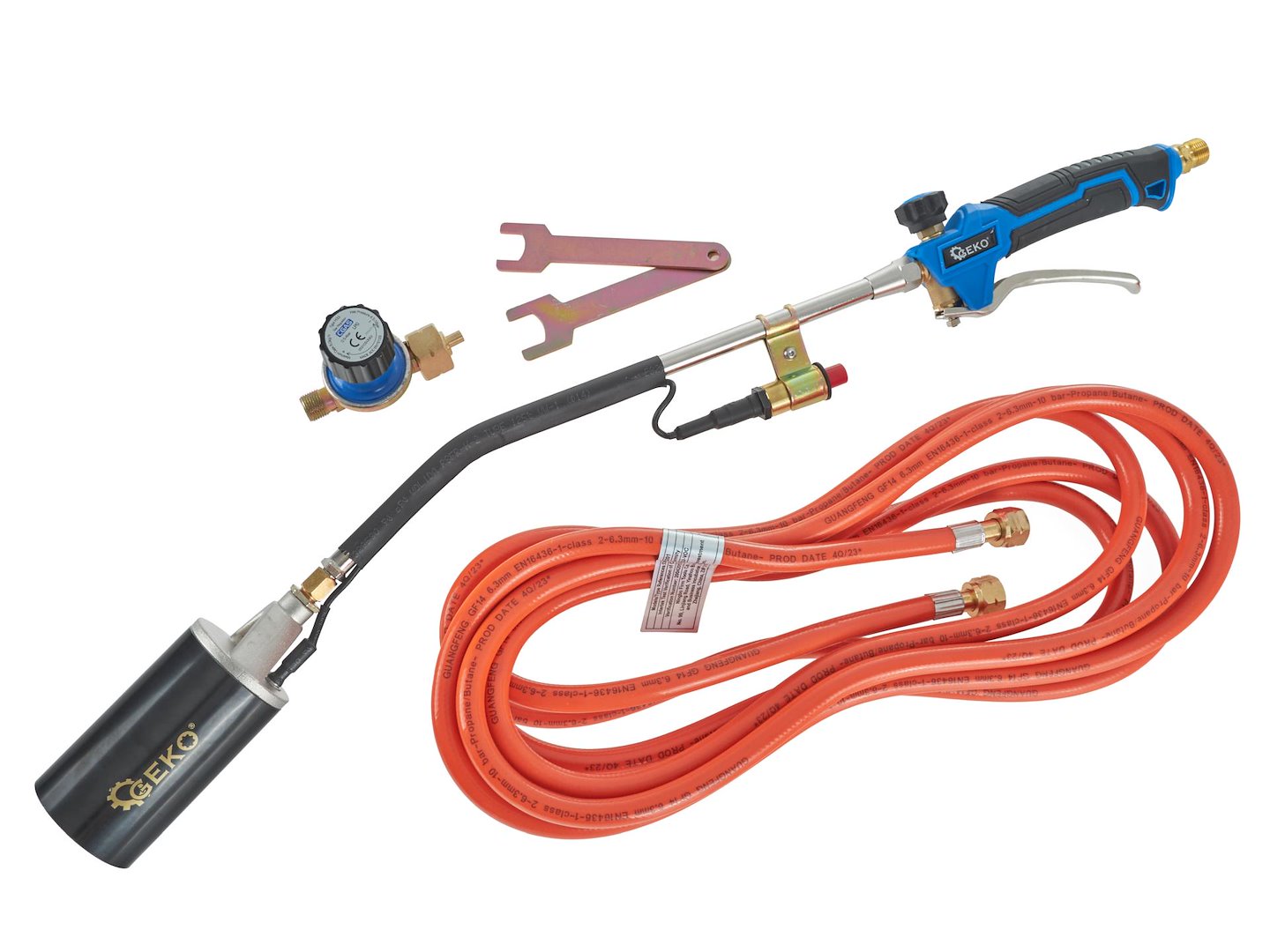 Střechařský plynový hořák 60 mm PROFI Geko – regulátor tlaku a hadice