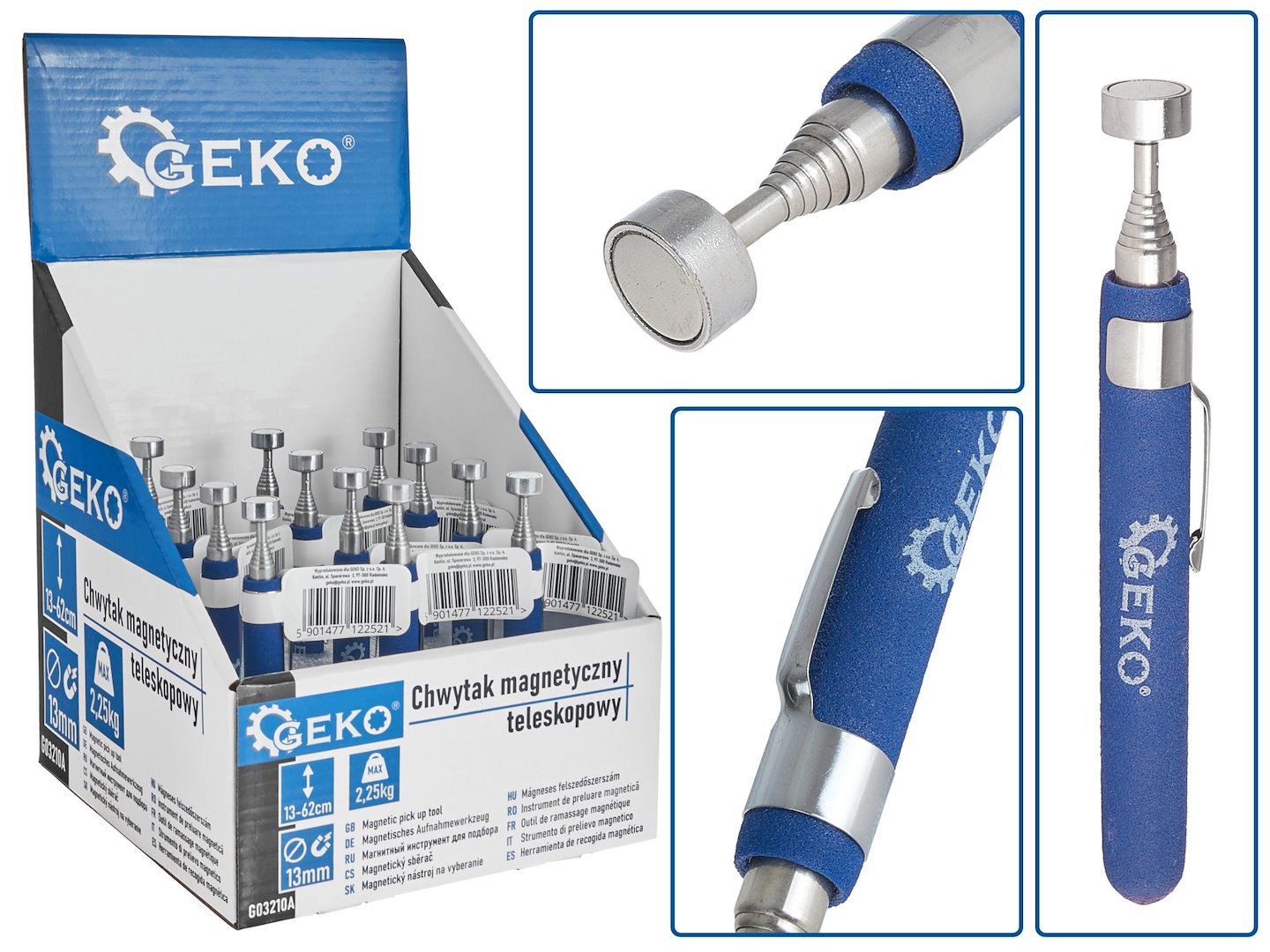 Teleskopický magnetický zvedák Geko 62 cm – celkový pohled