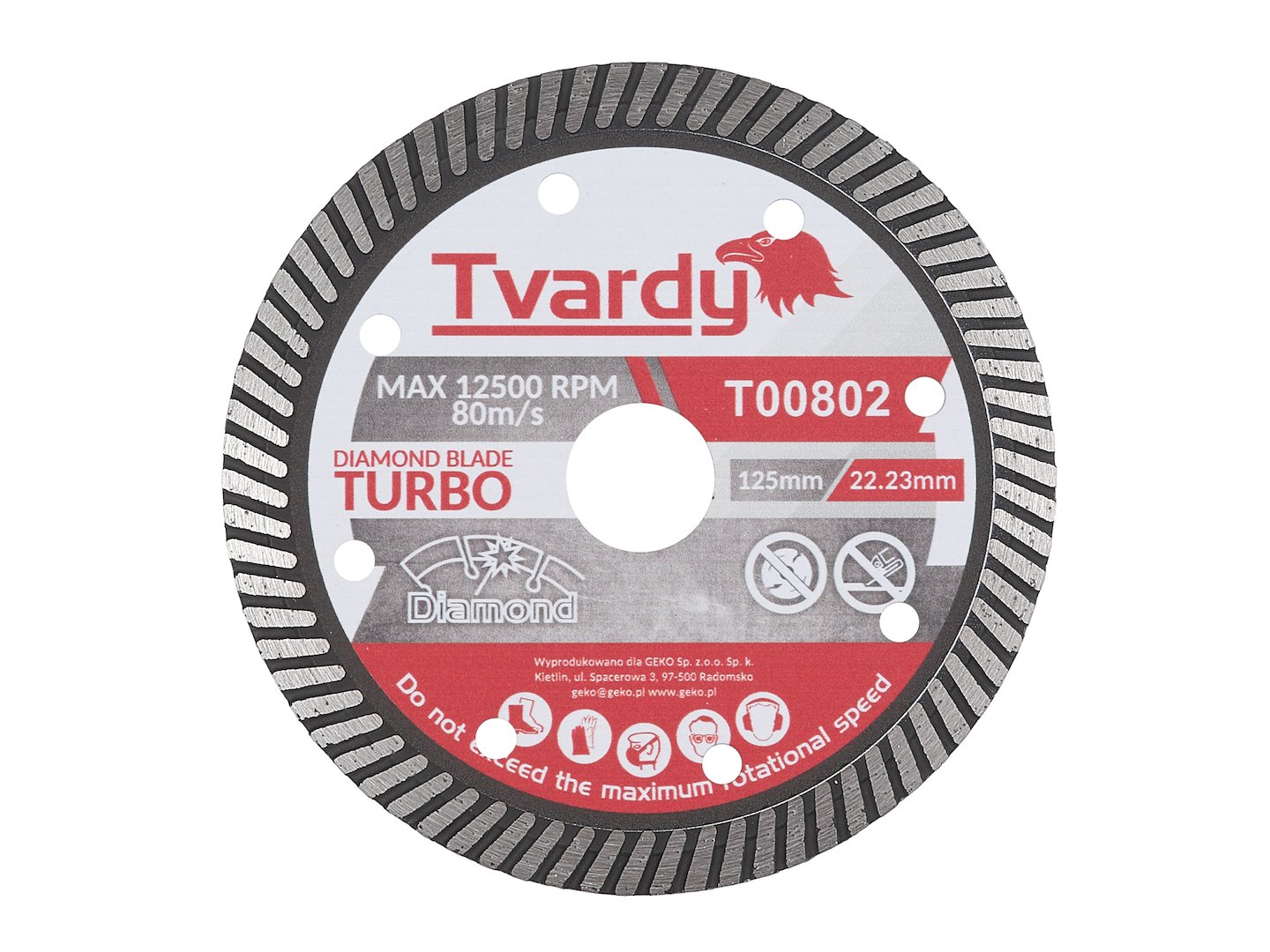 Diamantový kotouč Turbo 125x10x22,23 mm PROFI Geko – boční pohled s rozměry