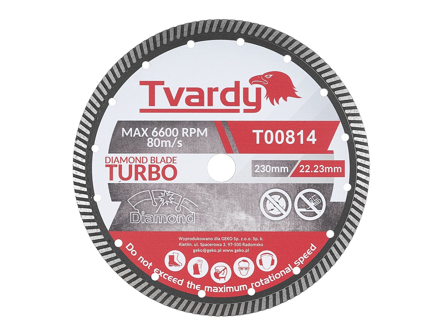 Diamantový kotouč Turbo 230x10x22,23 mm PROFI – pohled zepředu na turbové segmenty
