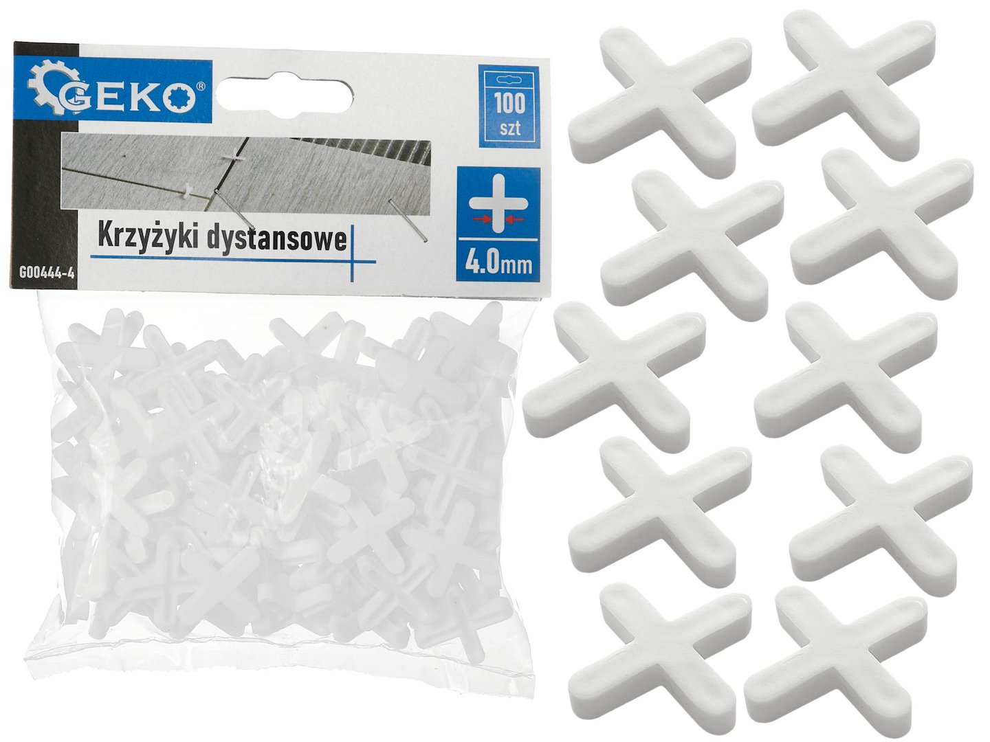 Distanzové křížky Geko 4,0 mm – pohled na balení 100 kusů
