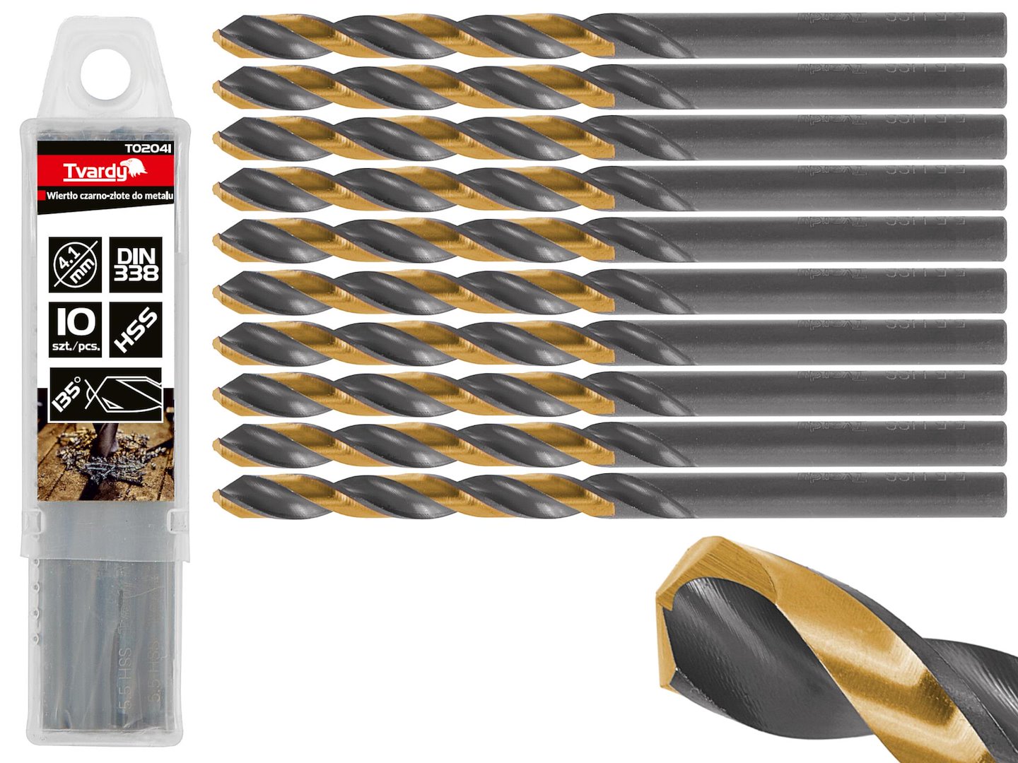 Černozlatý vrták HSS 4,10 mm Geko – celkový pohled