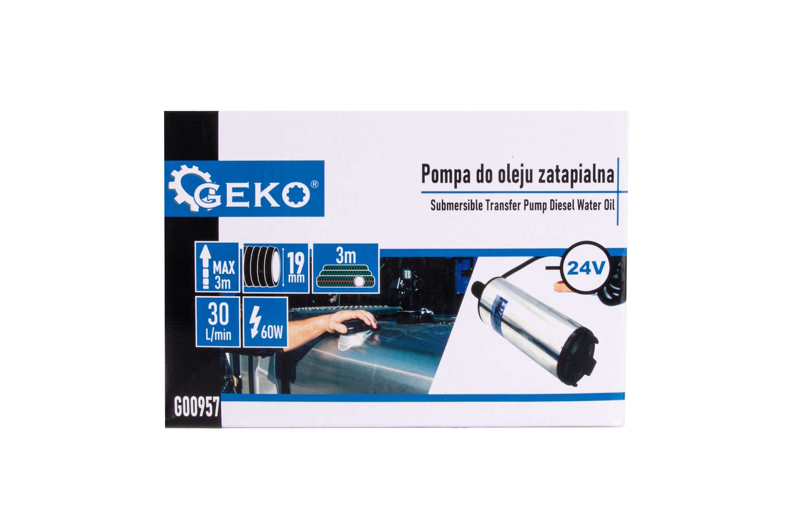 Ponorné olejové čerpadlo Geko 24 V, průměr 52 mm, kabel 3 m 7