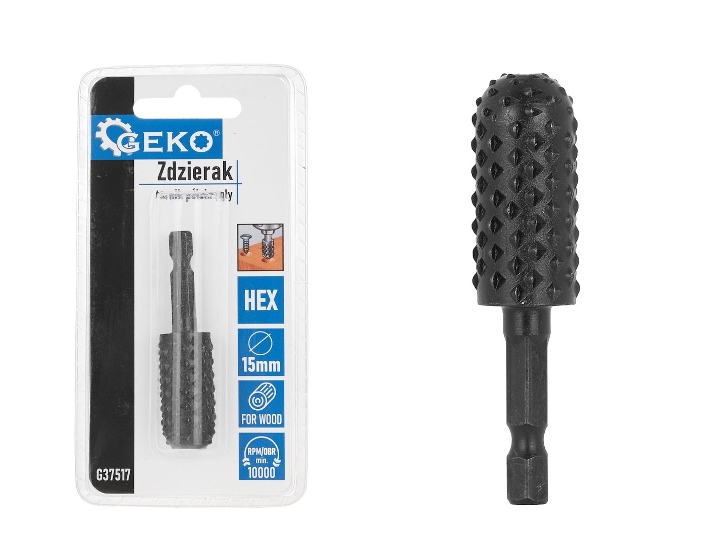 Polokruhová rašple na dřevo 15 mm HEX – celkový pohled na nástroj