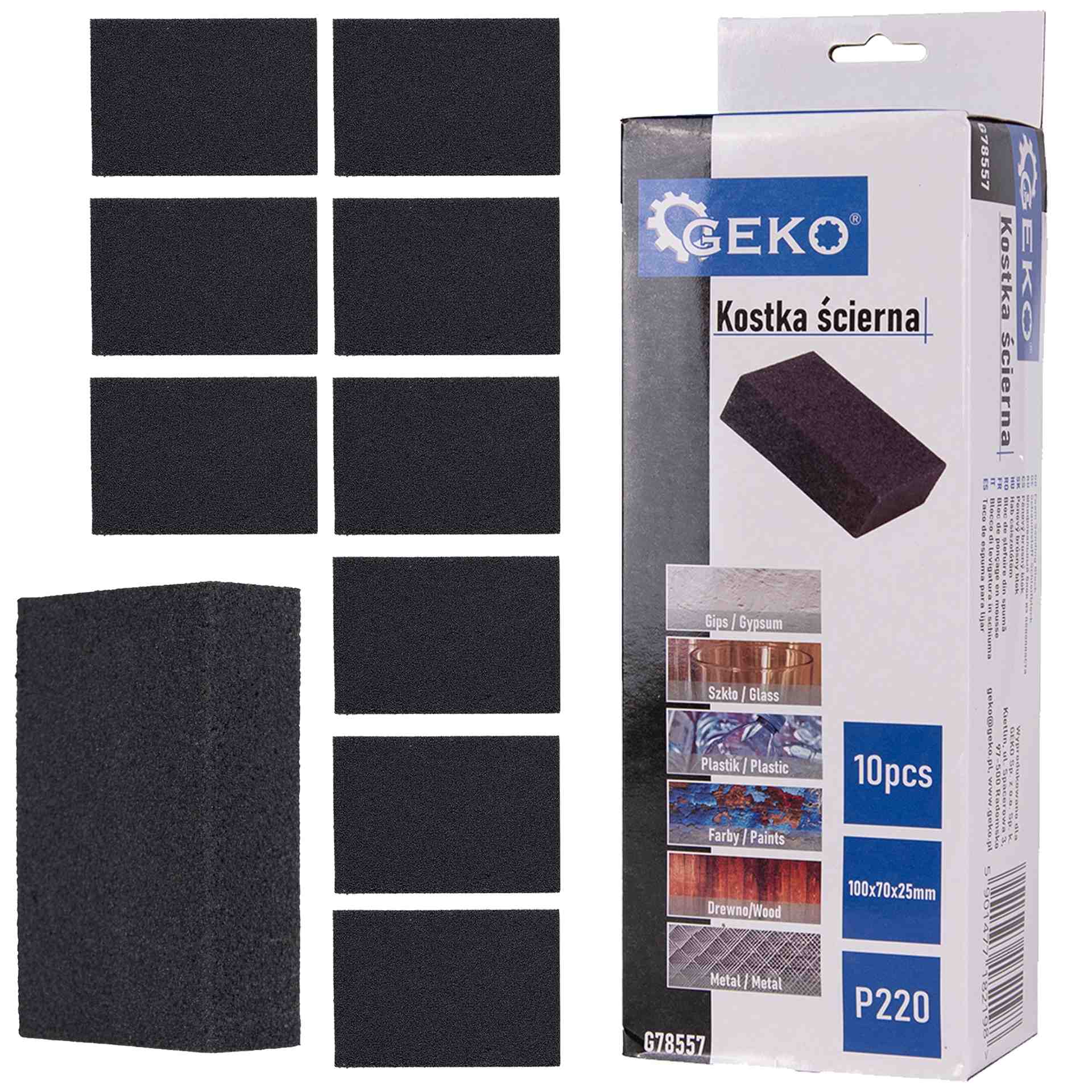 Brusný blok Geko 70x100x25mm P220 – detail brusné plochy
