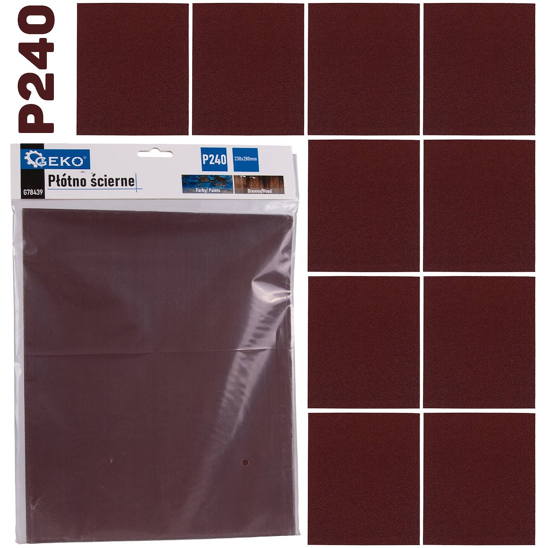 Brusné plátno Geko 230×280 mm P240 – celkový pohled na list