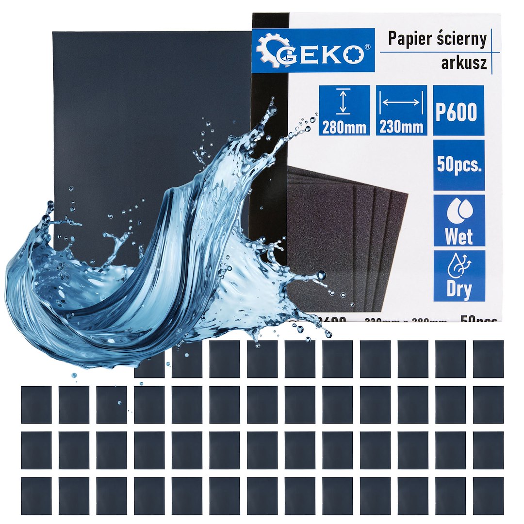 Vodní brusný papír Geko P600 – celkový pohled na list