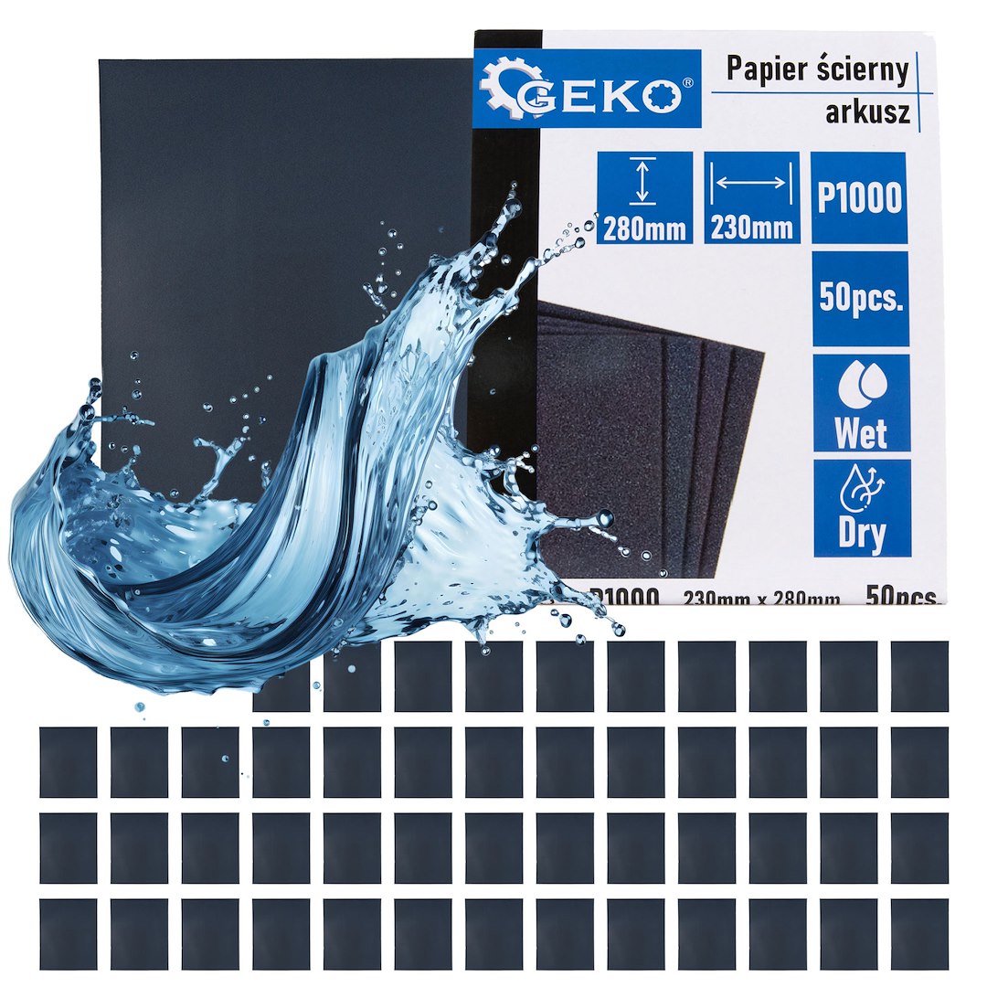 Vodní brusný papír Geko P1000 230x280 mm – celkový pohled na list