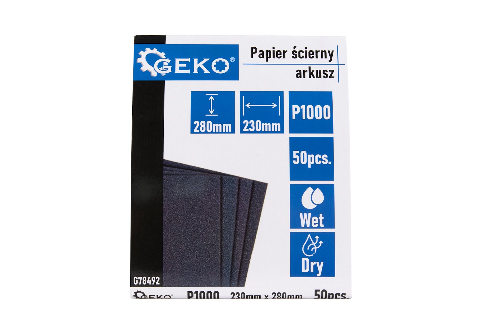 Vodní brusný papír Geko P1000 – detail brusné plochy