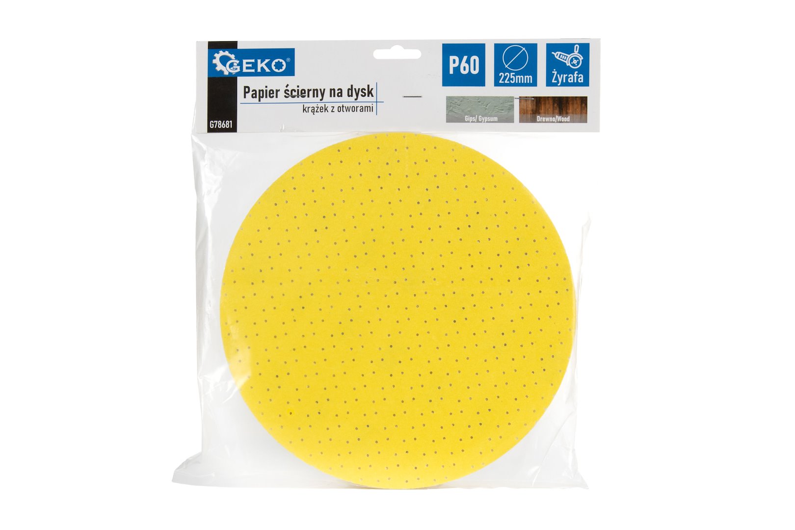 Brusný papír na disk kotouč s otvory 225 mm P60 žirafa – detail otvorů