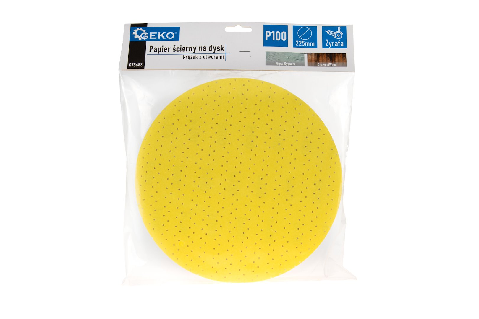 Brusný papír na disk kotouč s otvory 225 mm P100 Geko – detail povrchu